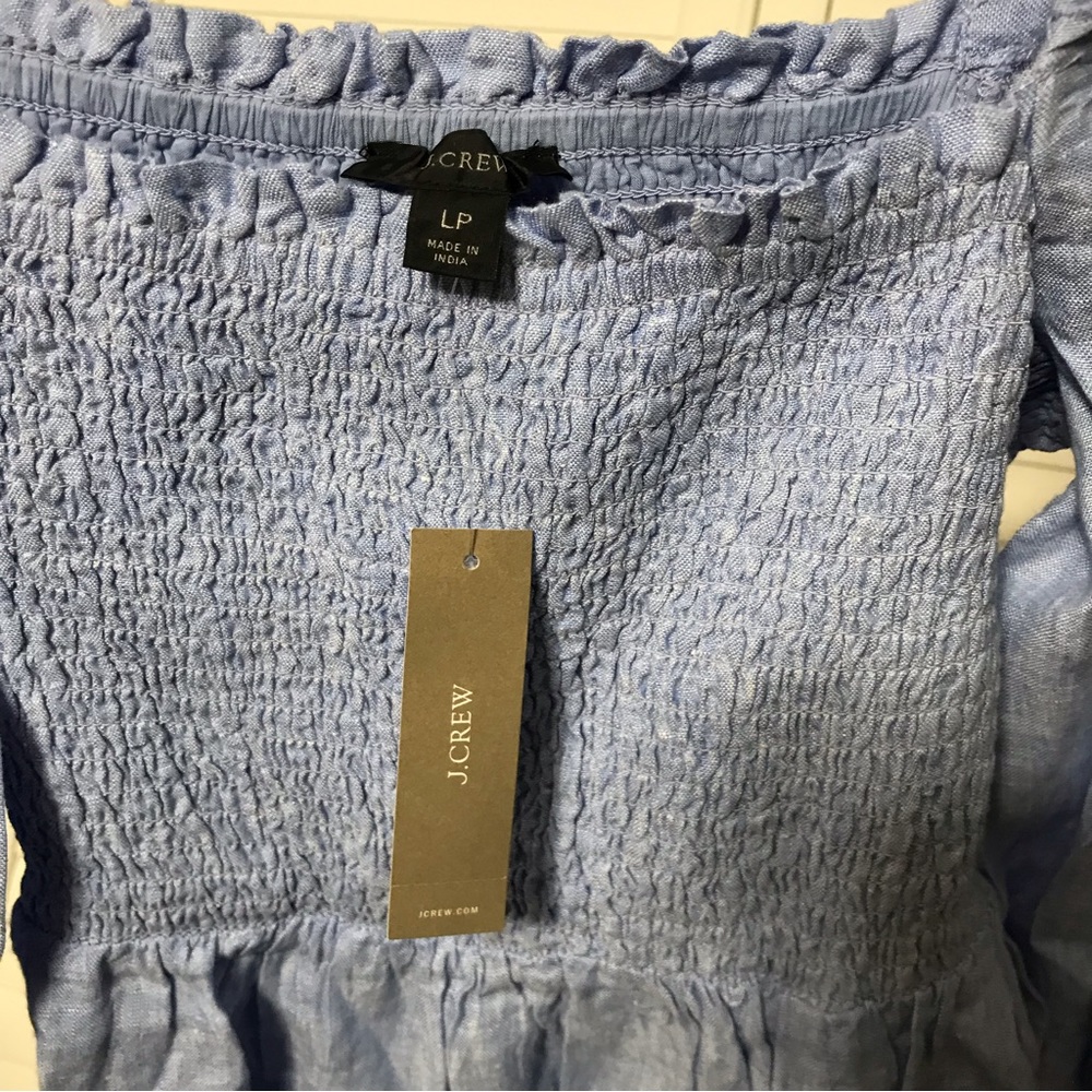 J. Crew Linen Daydream Dress in French Blue Size Large Petite LP NWT - Picture 6 of 9